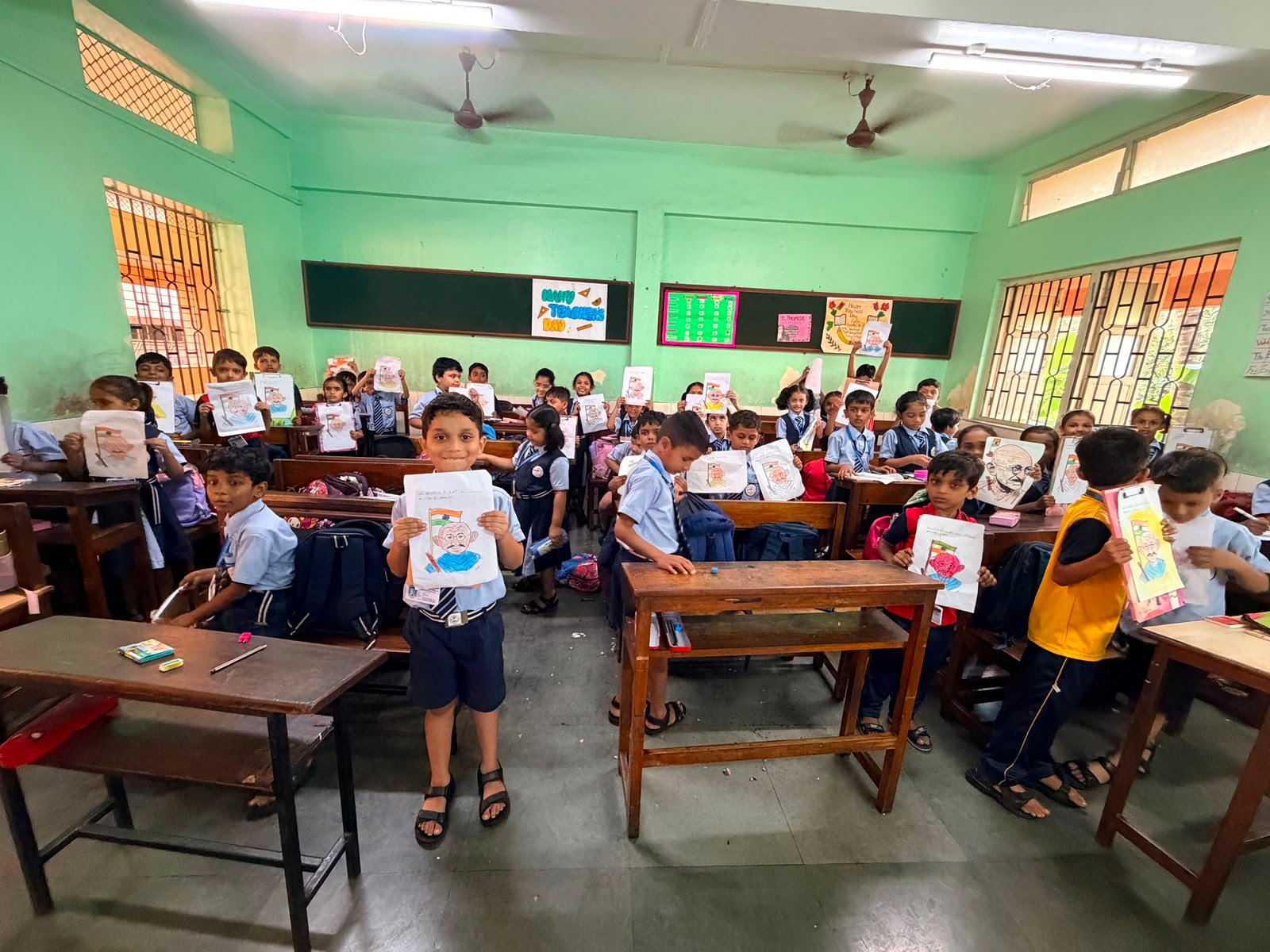 Classes I & II – Gandhiji Picture Colouring Activity
